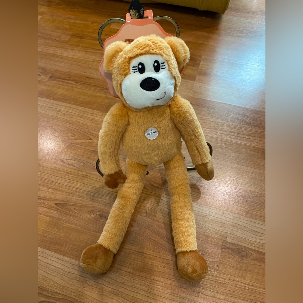 Jmle Wag N’ Woof Dog Toy Long Leg Monkey With  Squeaker 18”